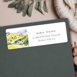 Yellow Green Watercolor Landschaft Hills Adresse