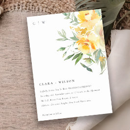 Yellow Green Watercolor Rose Blume Hochzeit Einladung