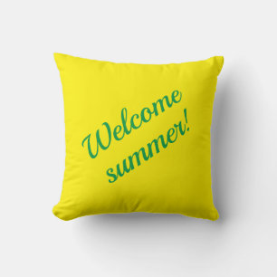 Yellow & green, Welcome summer!  Throw Pillow Kissen