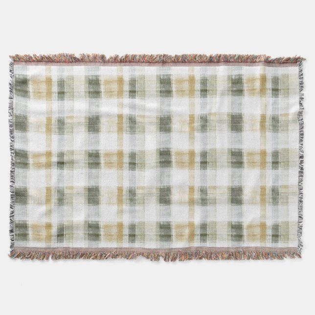 Yellow Green White Plaid Stripes Decke (Vorderseite)