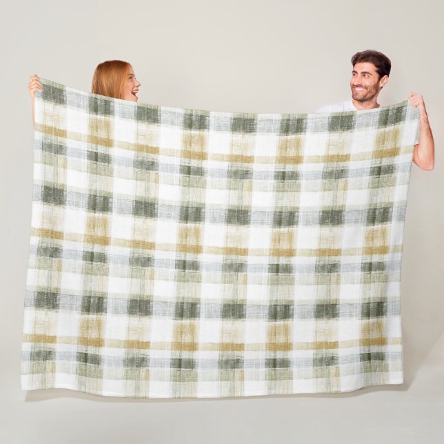 Yellow Green White Plaid Stripes Fleecedecke (Beispiel)