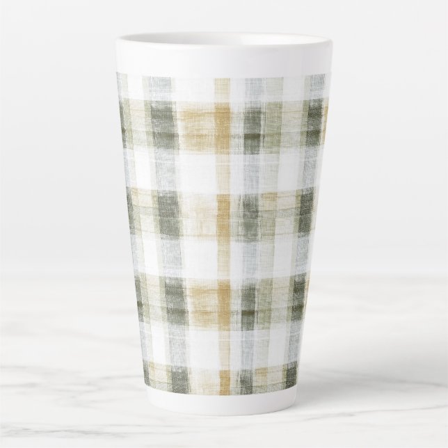 Yellow Green White Plaid Stripes Milchtasse (Vorderseite)