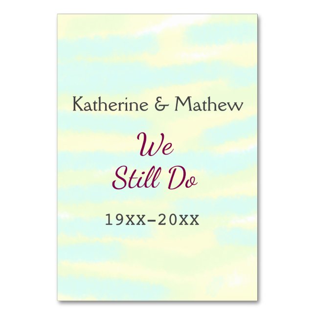 Yellow Greenpasti Vow Jubiläum Wasserkocher Tischnummer (Vorderseite)