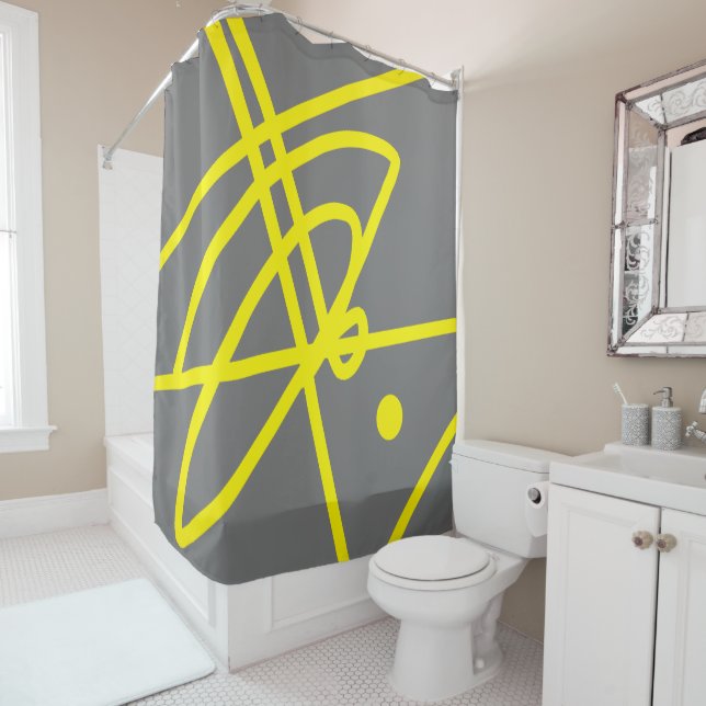 Yellow Grey Abstrakt Art Minimalismus Duschvorhang (Beispiel)