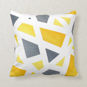 Yellow Grey Abstrakt Geometric Kissen
