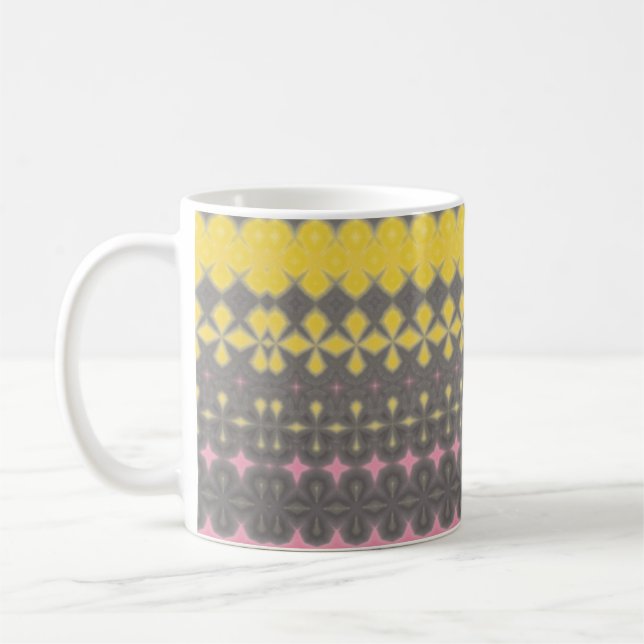 Yellow Grey and Pink Abstract Kaffeetasse (Links)