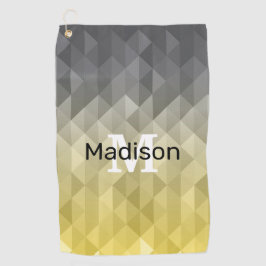 Yellow Grey Cool Ombre Geometric pattern Monogram Golfhandtuch