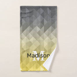 Yellow Grey Cool Ombre Geometric pattern Monogram Handtuch