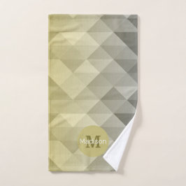 Yellow Grey Cool Ombre Geometric pattern Moonogram Badhandtuch Set