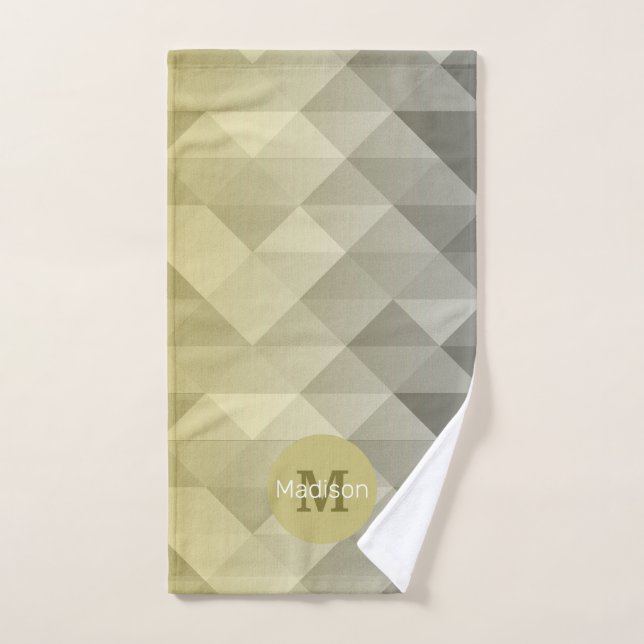 Yellow Grey Cool Ombre Geometric pattern Moonogram Badhandtuch Set (Handtuch)