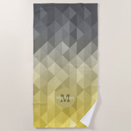 Yellow Grey Cool Ombre Geometric pattern Moonogram Strandtuch