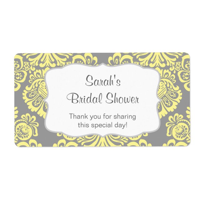 Yellow Grey Damask Water Bottle - Passen Sie sie a (Vorne)