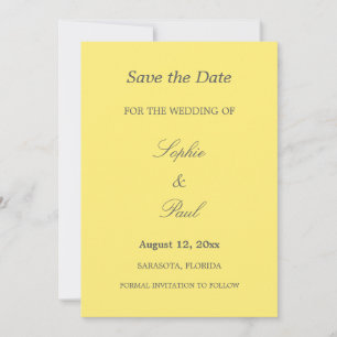Yellow Grey Elegant Wedding Save the Date