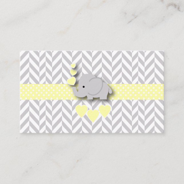 Yellow Grey Elephant Baby Duwer Diaper Raffel Begleitkarte (Vorderseite)