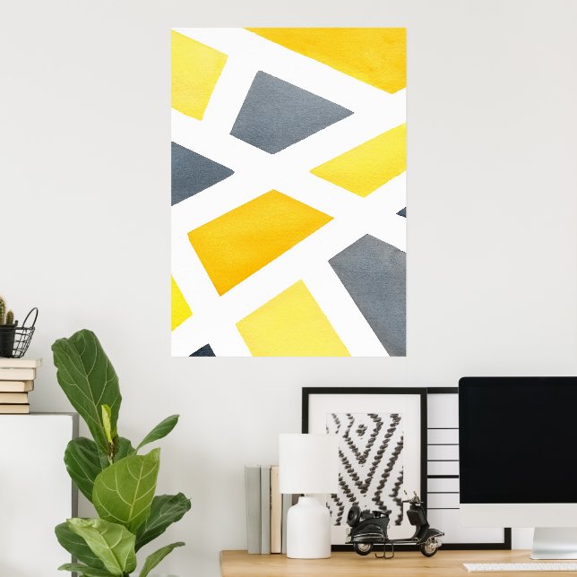 Yellow Grey Geometric Poster (Heimbüro)