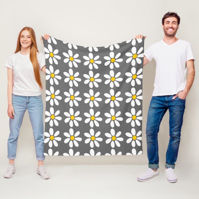 Yellow Grey White Daisy Pattern Fleecedecke (Beispiel)