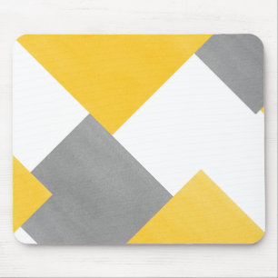 Yellow Grey White Geometric Mousepad
