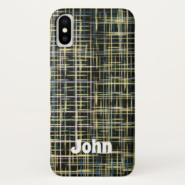Yellow Grid Lines Art Muster iPhone Case-Mate iPhone Hülle (Rückseite)
