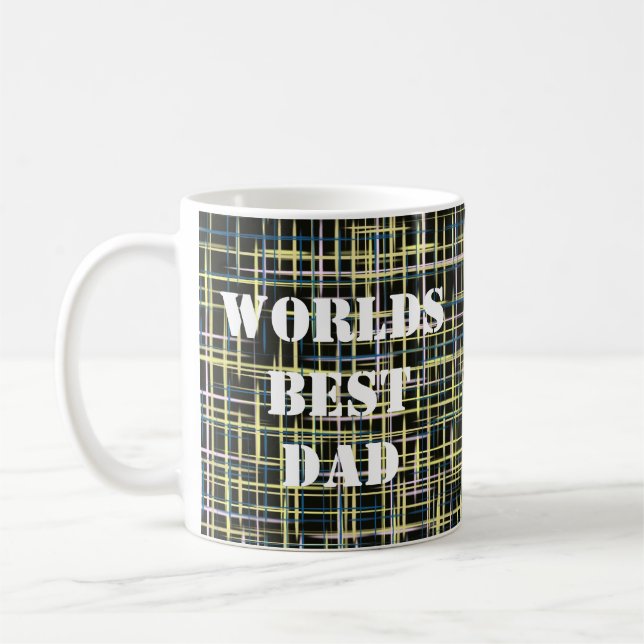 Yellow Grid Lines Art Pattern Welten Bestes Kaffeetasse (Links)