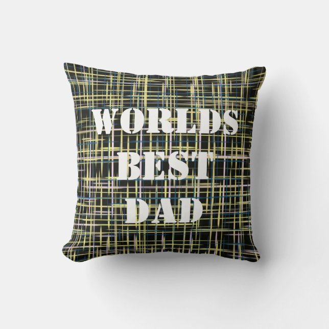 Yellow Grid Lines Art Pattern Worlds Best Kissen (Vorderseite)