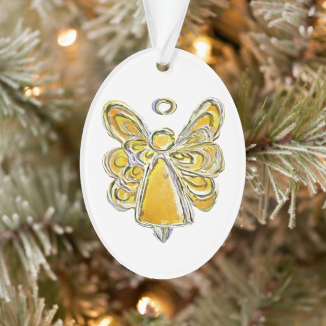 Yellow Guardian Angel Art Holiday Pendant Ornament (Baum)