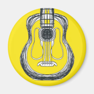 Yellow Guitar Monster Face Magnet