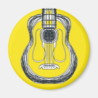 Yellow Guitar Monster Face Magnet