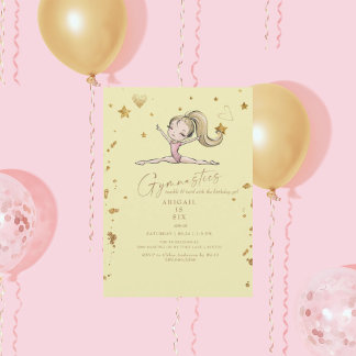 Yellow Gymnastics Tumble & Twirl Geburtstagsparty Einladung