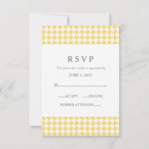 Yellow Hahnentrittmuster Wedding Response Card RSVP Karte