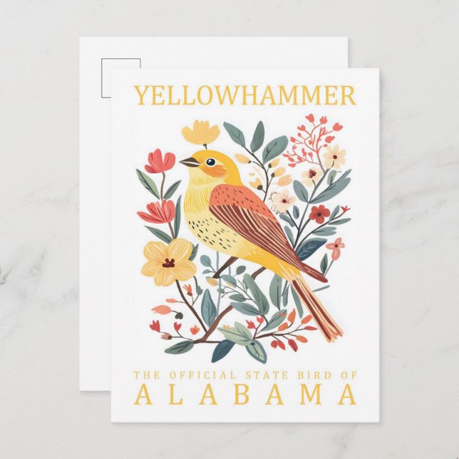 Yellow Hammer Bird von Alabama USA Travel Postkarte (Vorne/Hinten)