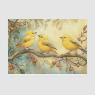 Yellow Hammer Songbirds DECOUPAY Seidenpapier