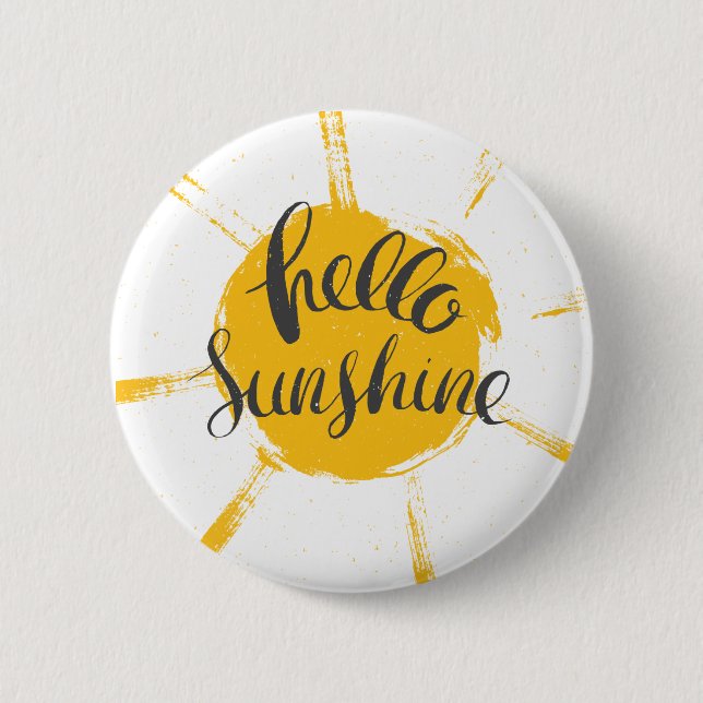 Yellow Hand Drawn Sun Hello Sunshine Image Button (Vorderseite)
