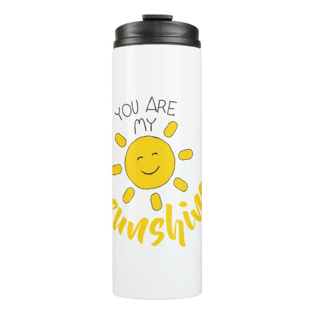 Yellow Hand Drawn Sun Hello Sunshine Image Sun Art Thermosbecher (Vorderseite)