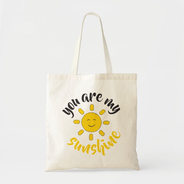 Yellow Hand Drawn Sun Hello Sunshine Image Tragetasche (Vorne)