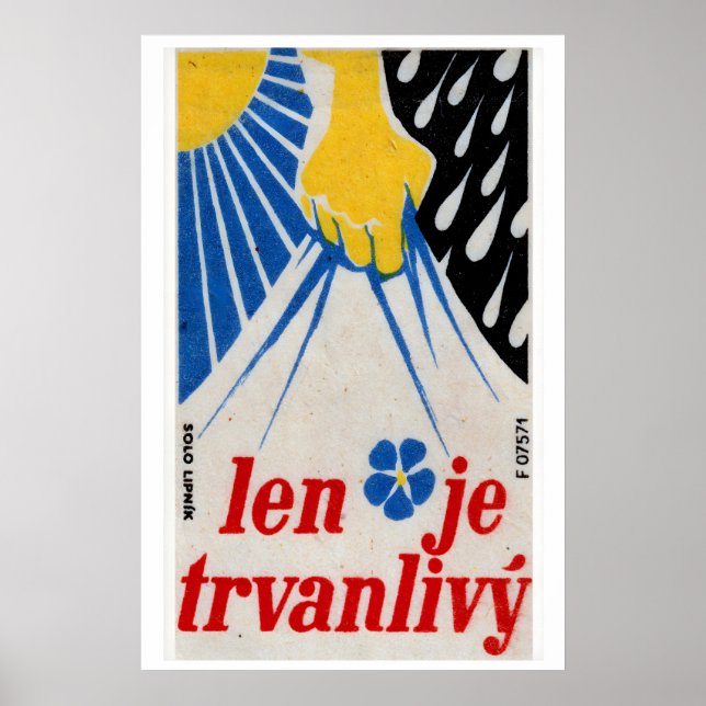 Yellow Hand Holding Blue Lightning Czechoslovakia Poster (Vorne)