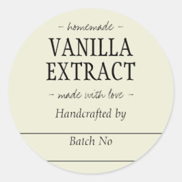 Yellow Handcraved Vanilla Extract Kitchenette Jar Runder Aufkleber