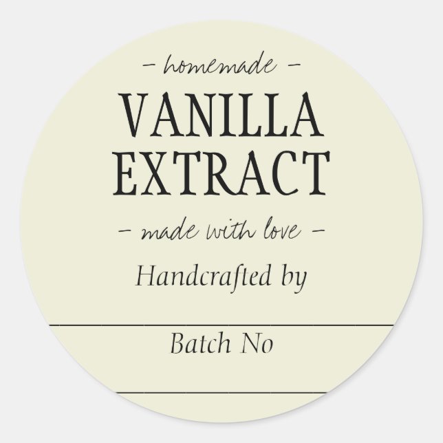 Yellow Handcraved Vanilla Extract Kitchenette Jar Runder Aufkleber (Vorderseite)