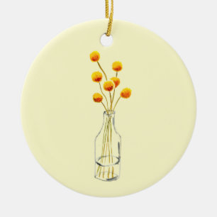 Yellow happy Billy Button Blume Australische Kunst Keramik Ornament