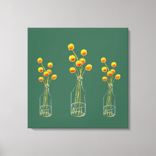 Yellow happy Billy Button Blume Australische Kunst Leinwanddruck