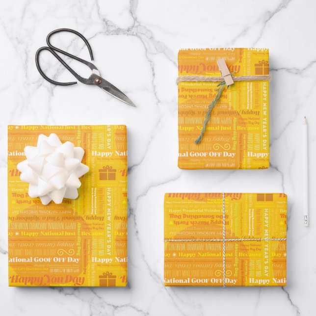 Yellow Happy Days Wrapping Paper Geschenkpapier Set (Vorderseite)