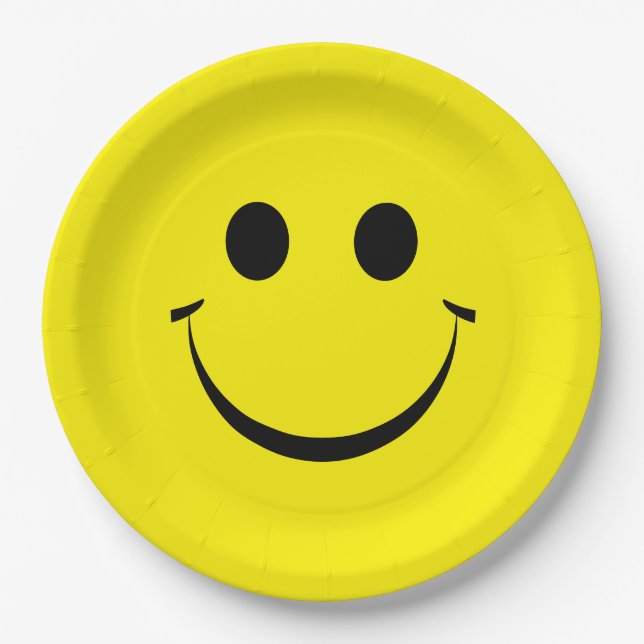 Yellow Happy Face Birthday Pappteller (Vorderseite)