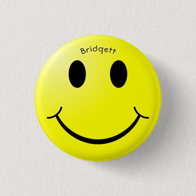 Yellow Happy Face Custom Button (Vorderseite)