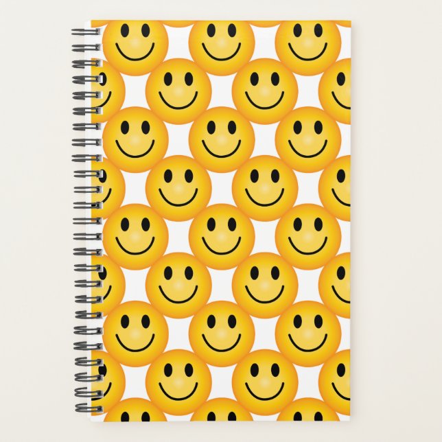 Yellow Happy Face Emoji Notebook Planner Planer (Vorderseite)