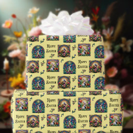 Yellow Happy Oaster Bunny Elegantes Glas Geschenkpapier