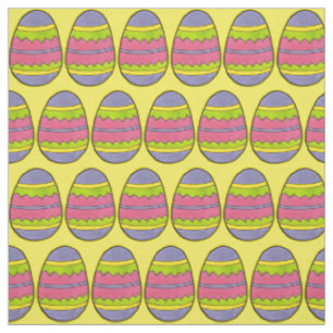Yellow Happy Oaster Egg Hunt Zig Zag Eggs Spring Stoff