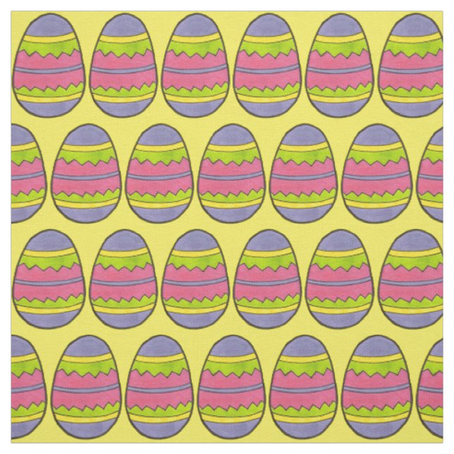 Yellow Happy Oaster Egg Hunt Zig Zag Eggs Spring Stoff (Muster)