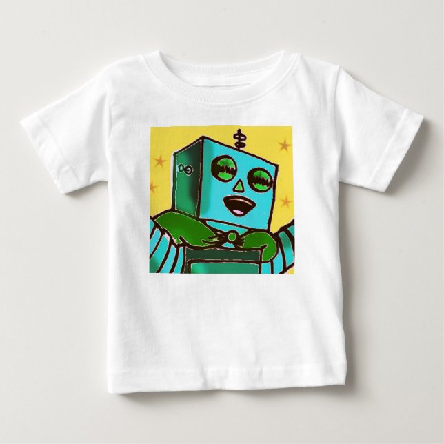 Yellow Happy Robot Säugling T - Shirt (Vorderseite)