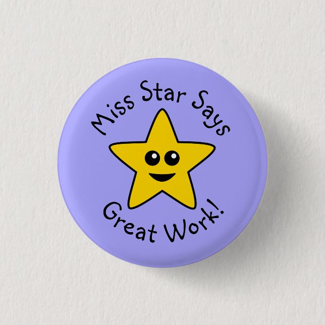 Yellow Happy Star Great Work Button (Vorderseite)