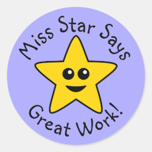 Yellow Happy Star Great Work Stickers