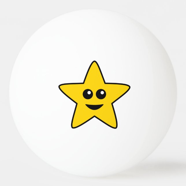 Yellow Happy Star Ping Pong Ball Tischtennisball (Vorderseite)